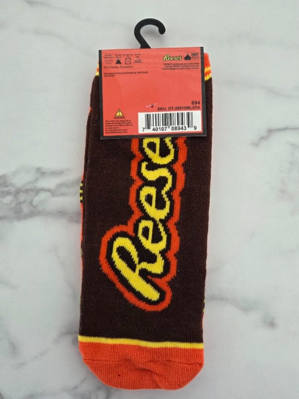NWT Unisex Odd Sox Reese's Peanut Butter Cup Ankle Socks 2 Pack Orange Brown - Picture 2 of 5